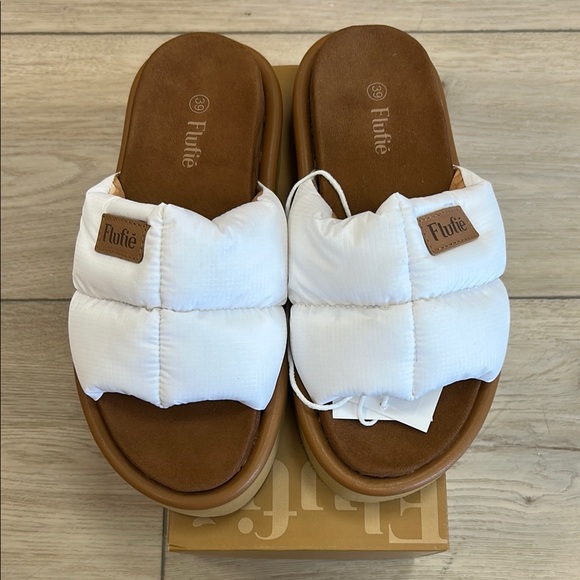Fluff White Women's Slide Sandals - Picture 2 of 3
